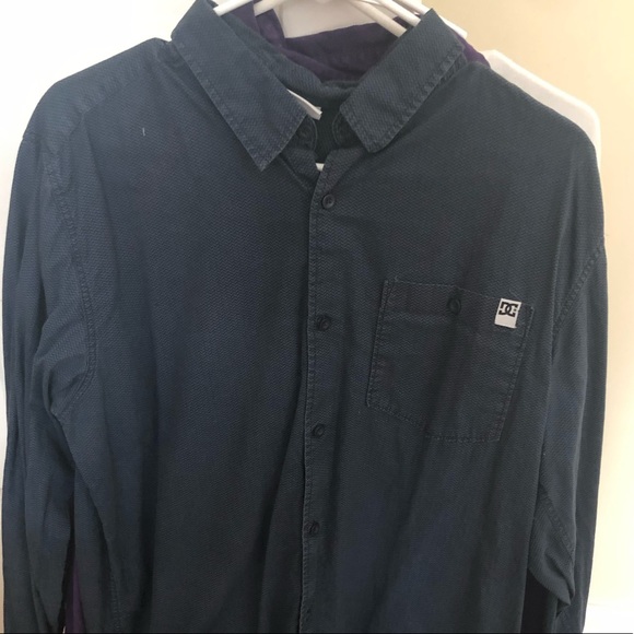 DC Navy Long Sleeve Button Down for men - Picture 2 of 4